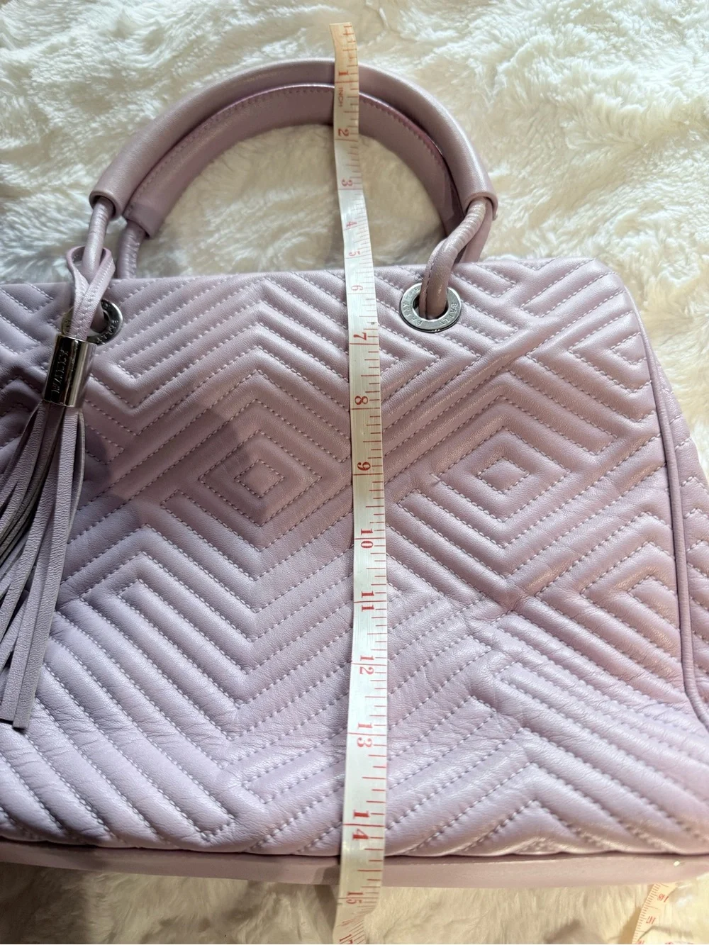 Bally Quilted Lavender Manuela Tote with Tassel